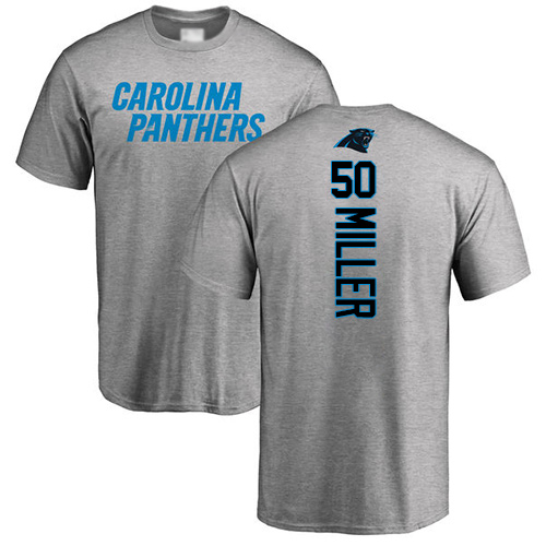 Carolina Panthers Men Ash Christian Miller Backer NFL Football #50 T Shirt->carolina panthers->NFL Jersey